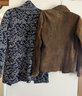 Two Piece Lot - A. Ida Italy Long Blue Sweater And Siena Studio Suede Olive Colored Jacket - MB31