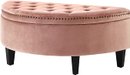 #11 Inspired Home Jolie Blush Velvet Storage Ottoman - Half Moon  Upholstered  Button Tufted  Nailhead  Be