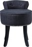 #13 Inspired Home Taylor Grey Linen Vanity Stool - Nailhead Trim  Roll Back Button Tufted  Bedroom