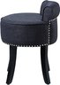 #13 Inspired Home Taylor Grey Linen Vanity Stool - Nailhead Trim  Roll Back Button Tufted  Bedroom
