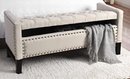 #3 Inspired Home Columbus Linen Modern Contemporary Button Tufted With Silver Nail Head Trim Multi Position St