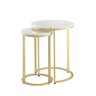 #19 Inspired Home Round Marble Top Nesting Table With Gold Metal Frame Irene