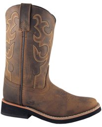 #147 Boys Youth Brown Smoky Mountain 3520Y Pueblo Cowboy Western Square Toe Boots 6.5 Youth