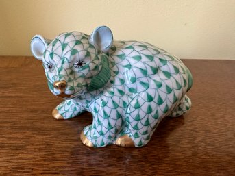 Herend Bear With Green Fishnet 17