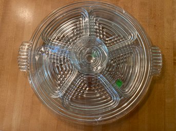 Vintage Manhattan Anchor Hocking Depression Glass Clear Relish Tray With All Pieces