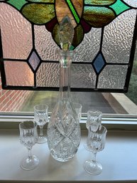 Crystal Decanter With 5 Cordial Glasses - 3