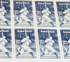 1983 -   20 Cent Stamp Plate Block Panel - 20 Stamps BABE RUTH USPS