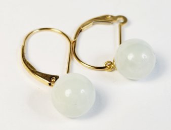 14k Yellow Gold Earrings Jadeite