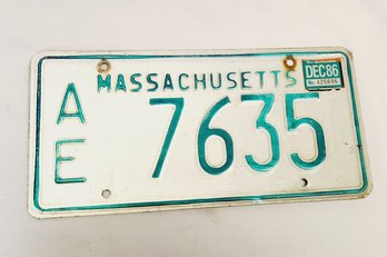 1986 Vintage AE Antique   Massachusetts License Plate