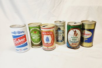 6 Vintage Beer Cans - Molson  Pabst  Schlitz