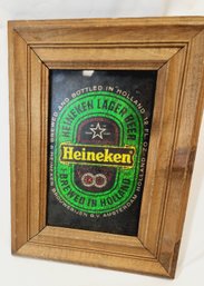 Vintage Heineken Wooden Framed Foil Beer Sign