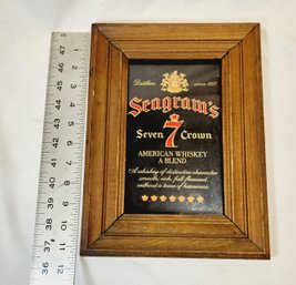 Vintage Seagram's 7 Whiskey Wooden Framed Foil Beer Sign