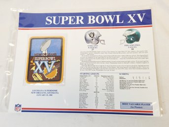 Super Bowl XV Patch Oakland Raiders Vs Philadelphia Eagles NFL Patch Card