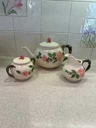 #118 Franciscan Desert Rose Teapot, Creamer & Sugar