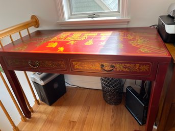 Asian Inspired Red Two Drawer Desk - 2FH1