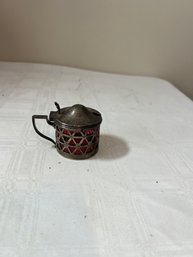 Antique Sterling Creamer W/ Red Glass Insert