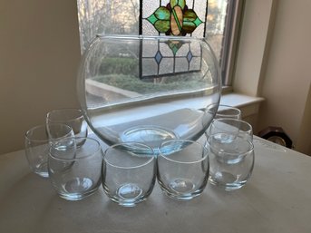 Modern Glass Punchbowl With 16 Glasses And 2 Ladles - 15