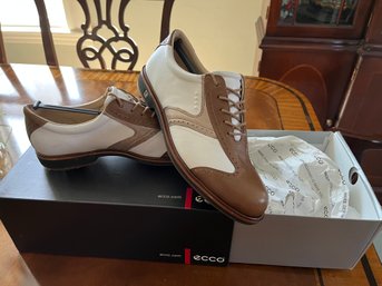 New Ecco Womans Golf Shoes EU38 US 7-7.5 White & Ginger