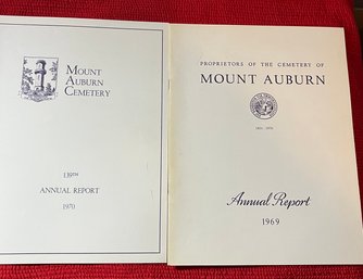 Lot Of 2 1969 & 1970 Proprietors Of The Cemetery Of Mount Auburn Cambridge, MA  Annual Report