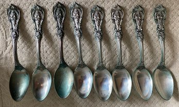 8 Reed & Barton Sterling Silver Antique Spoons Stamped