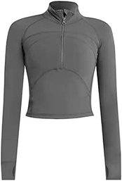#118 Specific Heart Wm Yoga Jacket 1/2 Zip Pullover Thermal Fleece Athletic Long Sleeve Running Top With M