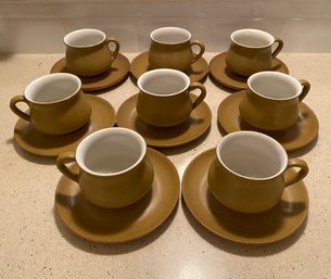 8 Denby England Ode Stoneware Cups And Saucers