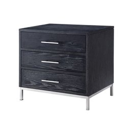 #63 Inspired Home Nicole Miller Gekktor Sidetable With Drawers - Black/Chrome