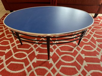 Black Blue And Chrome Oval Metal Coffee Table - B21