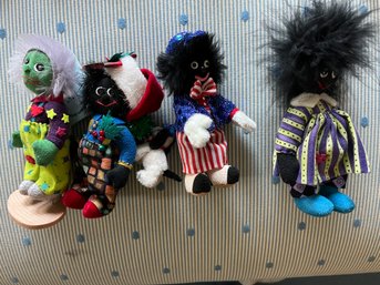 Black Americana: Lot Of 4 - 3 Inch Golliwog Holiday Dolls Figures - 128br1