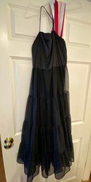 Black Sleeveless Flowy Slip Dress With Two Belt Ribbons Size M - 98