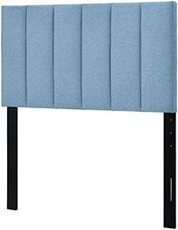 #124 Home Fare Vertical Channel Twin Headboard In Blue Fabric
