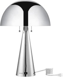 #34 Inspired Home Neveah Table Lamp USB Charger Chrome