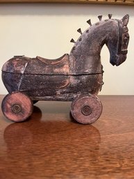 Folk Art Carved Wooden Horse Circa 1900-1949