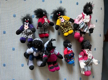 Black Americana: Lot Of 8 -2 Inch Golliwog Dolls Figures - 127br1