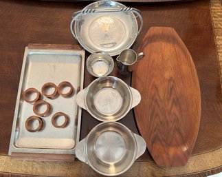8 Mid Century Serving Pieces - Wood Tray Made In Sweden - DR16