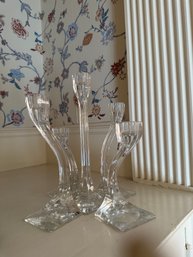 5 Glass Candle Stick Holder Set By Riedel Austria? -dr11