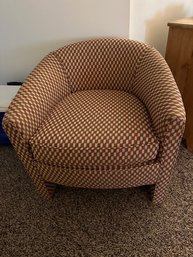 Club Chair With Earth Tone Geometric Patterned Fabric - B35