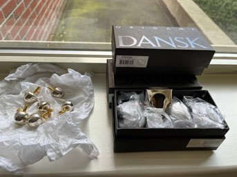 8 NEW Dansk Origami Napkin Rings And 6 Tiny Apple Name Card Holders