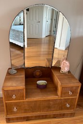 Antique Wood Vanity With Tri-fold Mirror- MB3