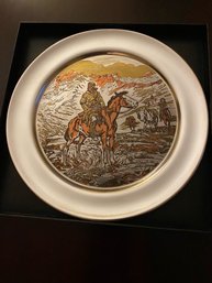 Reed And Barton - Limited Edition 'Free Trapper' -  11' Silverplate Damascene Plate - 8