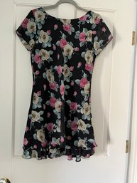 Flowered Dress With Bottom Ruffle
