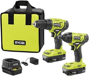 #166 Ryobi P1817 18V ONE Lithium-Ion Cordless 2-Tool Combo Kit With (2) 1.5 Ah Batteries18-Volt Charger