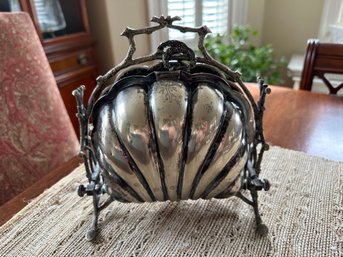 Antique Victorian Silver Plated Shell Biscuit Box By Fenton Brothers 19th Century - S5