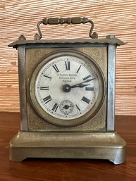Antique Wilton Brothers Tremont Row Alarm Clock Dated December 6 1887 - LR27