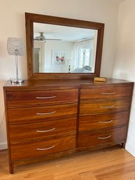 NAPA Furniture Designs Tall Dresser & Attached Mirror With 8 Brushed Silver Handle Drawers: Like New! - MB1