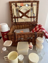 Vintage Picnic Basket Made In England With Contents - 32