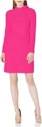 #114 Calvin Klein Women's Long Sleeve Dress With Tie Neck Detail Hot Pink 2p