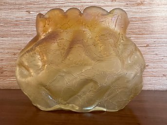 Beautiful Art Nouveau Iridescent Handblown Amber Glass Bowl By Artist Palme-konig? - LR25