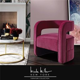 #75 Nicole Miller NAC141-02FC-UE Posh Living Crown Velvet Accent Chair Fuchsia