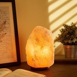 #37 Lofy Lyfe Diesel Salt Lamp, Dimmable Light Authentic Himalayan Crystal, With Solid Wood Stand